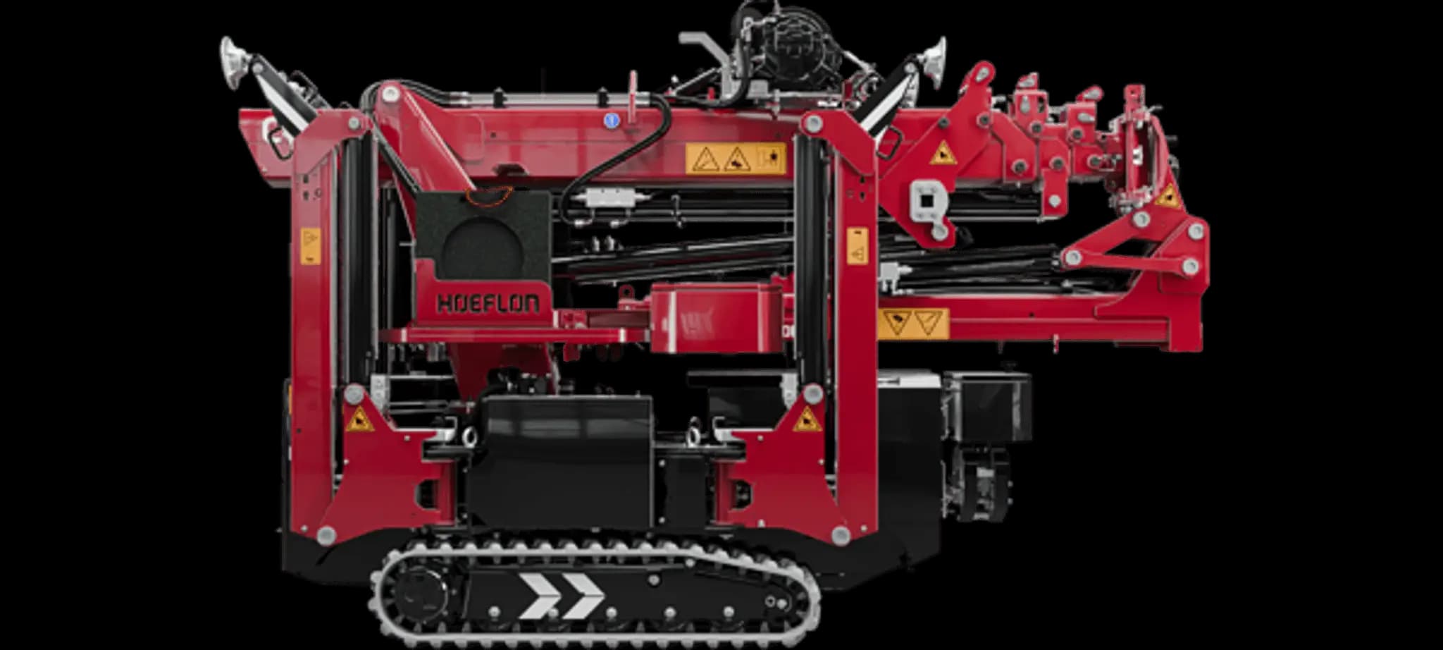 Imagen de la grúa Hoeflon C4e en modo de transporte.