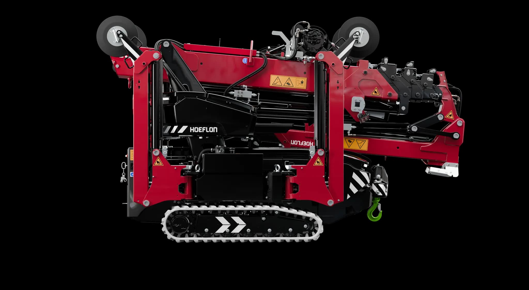 Grúa Hoeflon C6e BR en posición de transporte