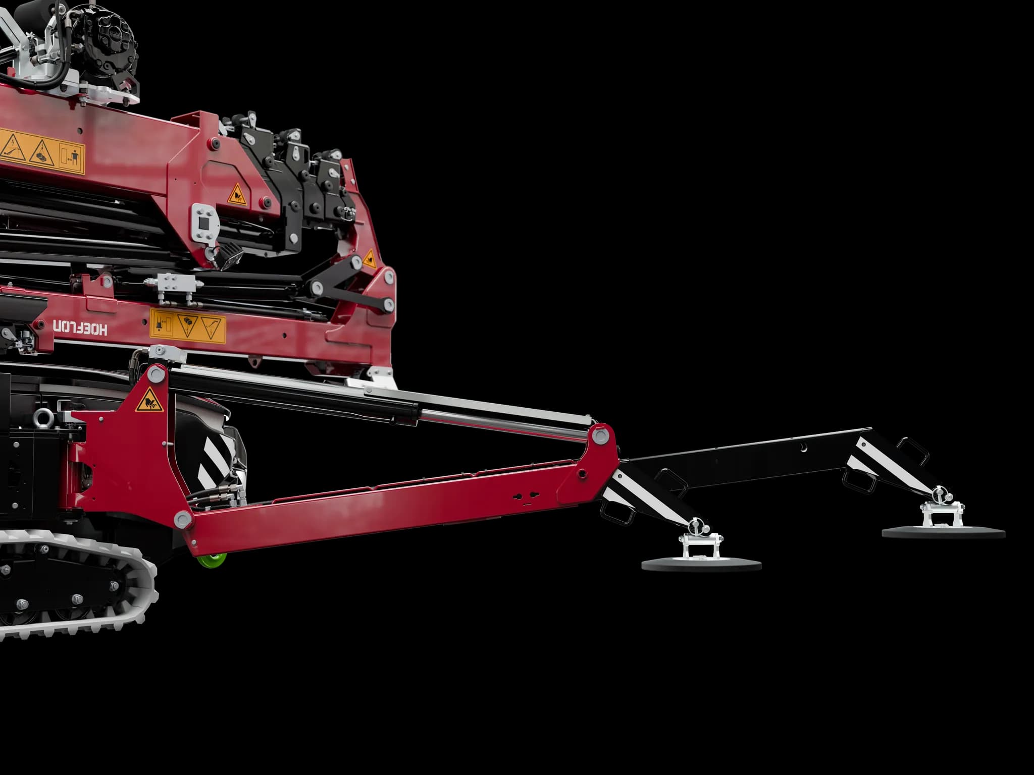 C6e con patas estabilizadoras extensibles en acción